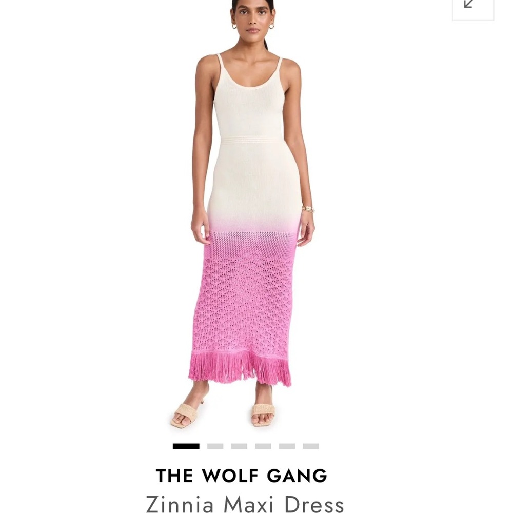 The Wolf Gang Zinnia Fringe Dress Cream and Purple Ombre Maxi Dress NWT